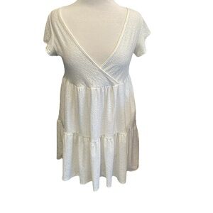 Jessica Simpson Dress Ivory White Eyelet Baby Doll Mini Sz L New Cottagecore